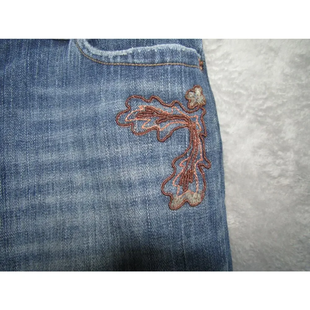American Eagle Outfitters Jeans Women's 10 Regular Bootcut Embroidered Blue Deni